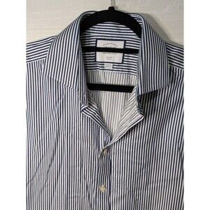 CHARLES TYRWHITT Non Iron Slim Fit Dress Shirt Mens 16.5/35 Blue Striped EUC